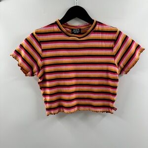 Dickies Multicolor Striped Cropped Top Women’s Size Medium Short Sleeve